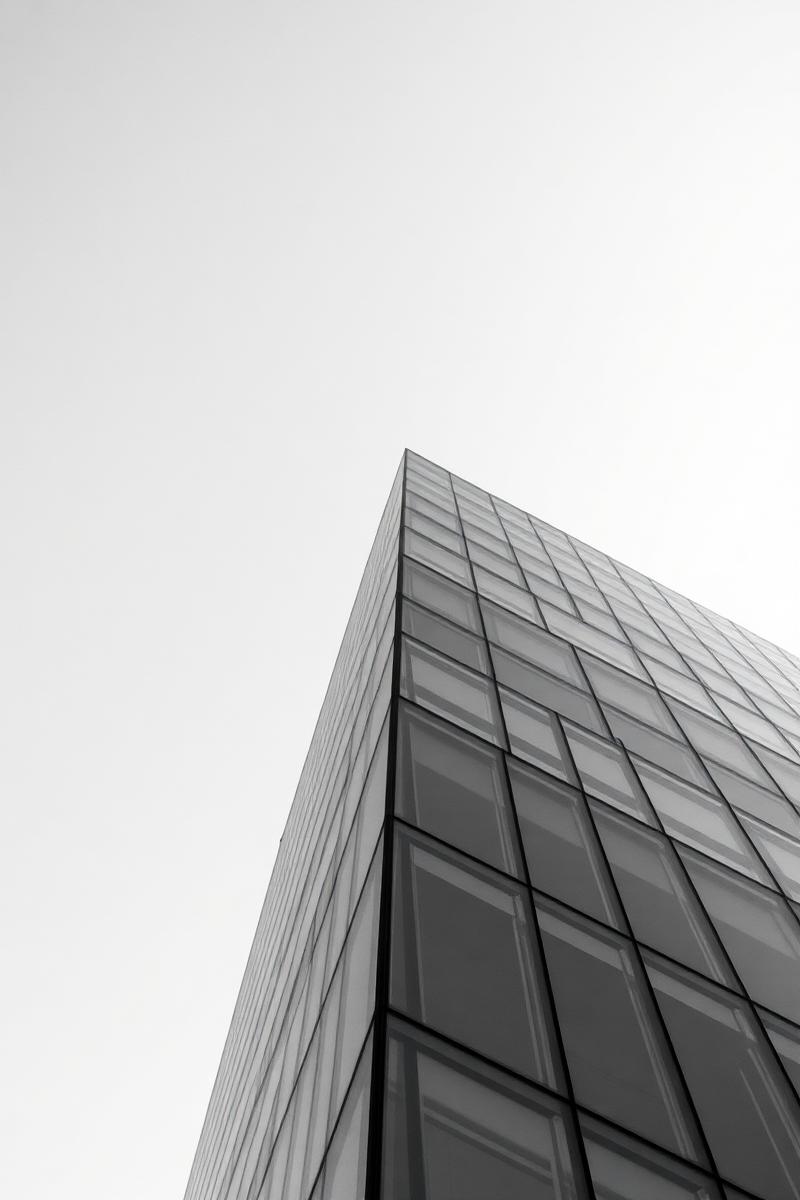 Arquitetura contemporânea vista de baixo — símbolo de estrutura, precisão e escala